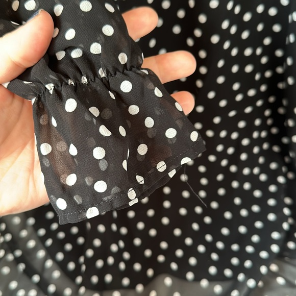 H&M divided black and  white polka dot ruffle dress size 14 - Picture 7 of 7